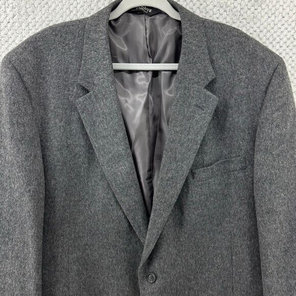 Jos A Bank Blazer Men LT 100% Camel Hair Gray Coat Jacket Lined 2 Button Pockets - Picture 3 of 15